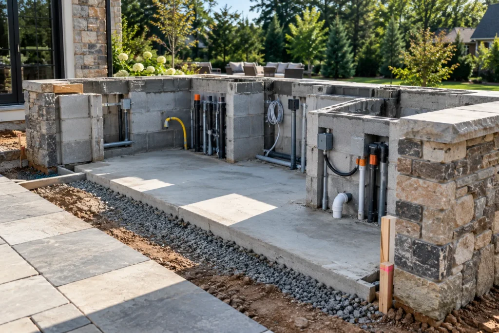 Outdoor kitchen foundation